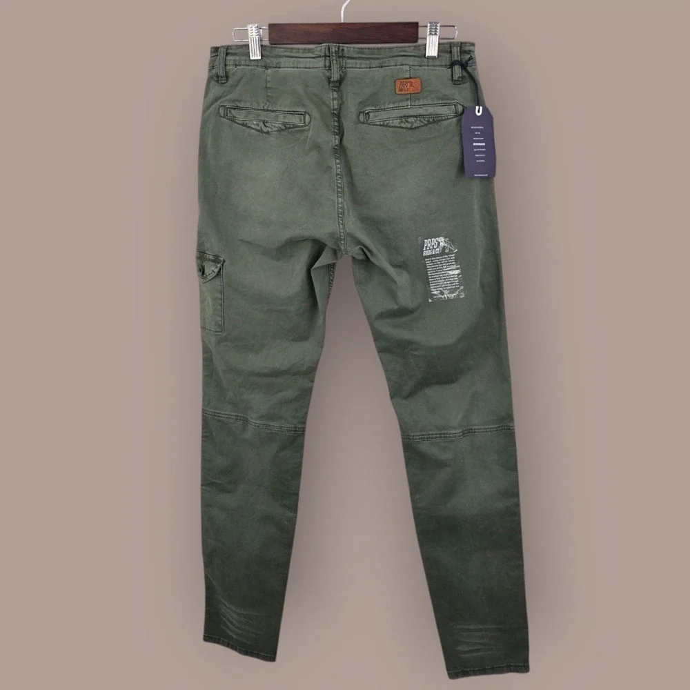 New‎ PRPS Men's Savoy Bowman Slim Fit Chino Cargo Pants Size 30 Green E87P507K